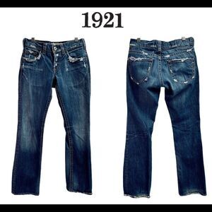 1921 button fly boot cut distressed jeans size 9